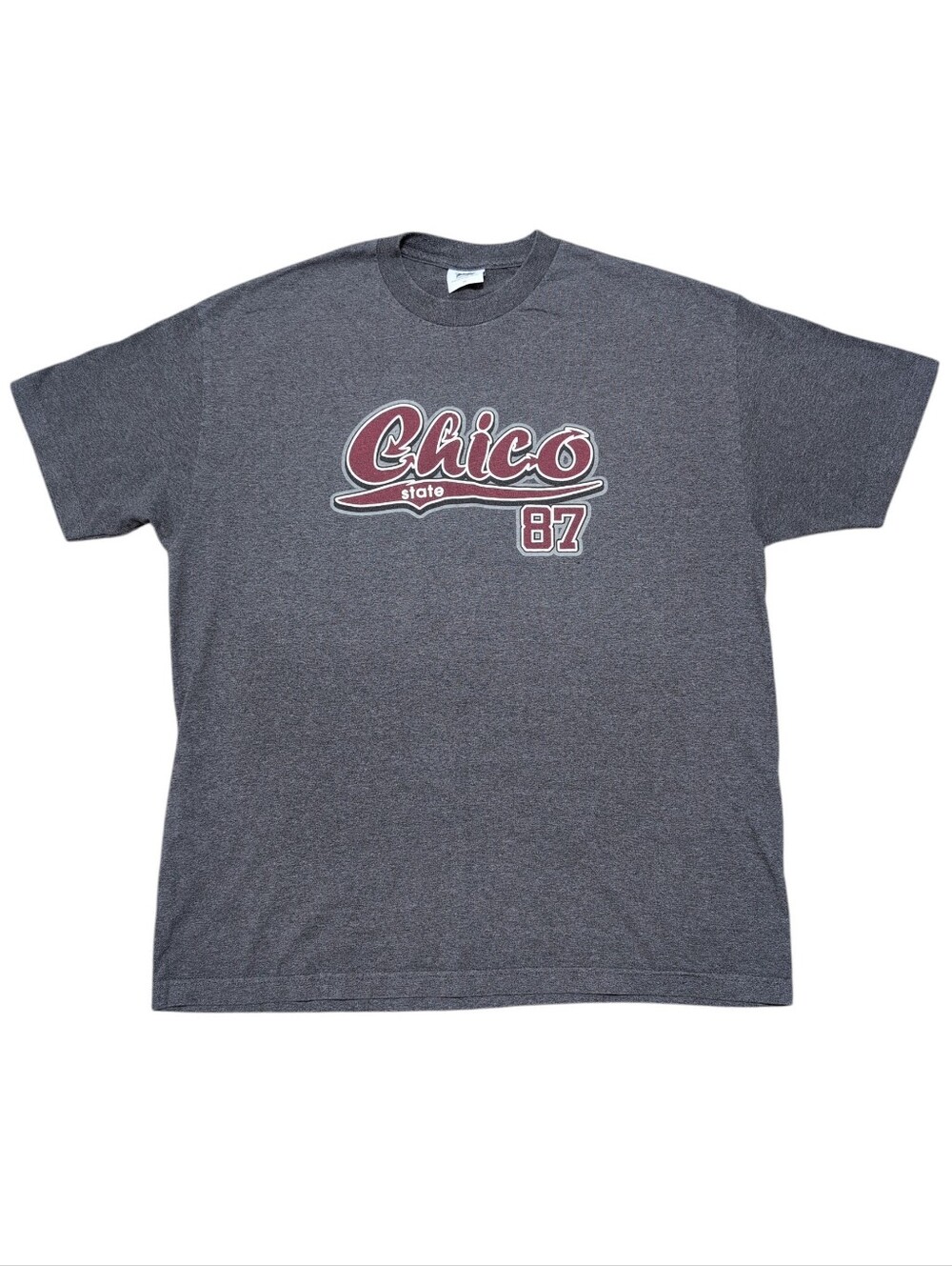 Chico State Charcoal Gray Crew Neck T-shirt Size XL 100% Cotton
